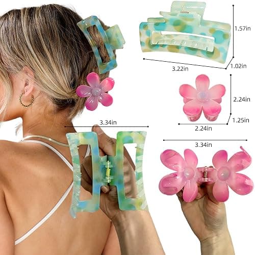 GQLV Hair Accessories Gift Set: Nonslip Big Cute Hair Claws, Medium Flower Hair Clips for Thick/Thin Hair, Hair Styling Accessories for Women/Girls thumbnail 2