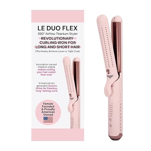L'ANGE HAIR Le Duo Flex 360° Airflow Titanium Styler | Curling Iron with Adjustable Settings Creates Waves | Air Flow Styler Enhances Volume Locks | Dual Voltage Tool for All Hair Types (Blush) - Image 1