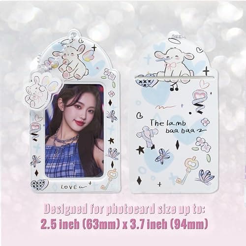 LQTIIITQL 2 Sets Photocard Holder with Cute Lamb Keychain Y2K PhotoCard Holder Charm Holders Kawaii Photo Card Keychain ID Bus Card Holders thumbnail 3