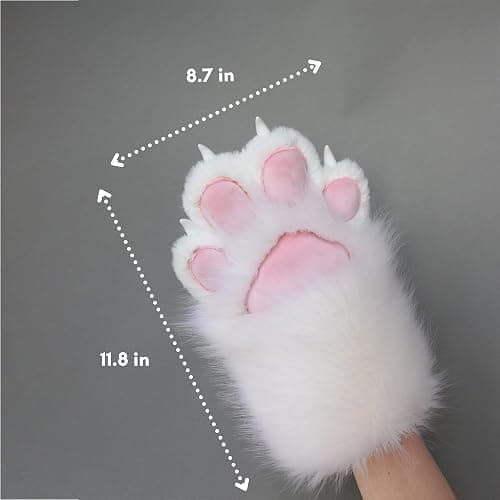 NexinEstic Therian Paws Comfy Furry Paws Faux Fur Fursuit Paws, Therian Stuff Therian Gear, Cat Paw Gloves with Claws Cosplay thumbnail 6