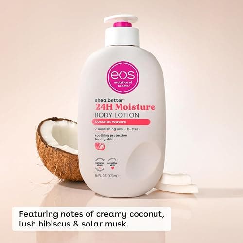 eos Shea Better Body Lotion Coconut Waters, 24-Hour Moisture Skin Care, Lightweight & Non-Greasy, Natural Shea, Vegan, Coconut Body Lotion, 16 fl oz thumbnail 2