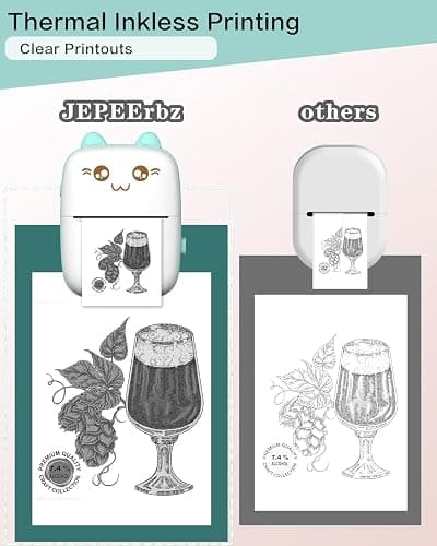 Mini Printer Portable, Inkless Sticker Printer with 8 Rolls Paper, Bluetooth Wireless mini Thermal Printer Compatible with iOS + Android for Journal, Memo, Photo, Print Pod Gifts for Girls Kids thumbnail 3
