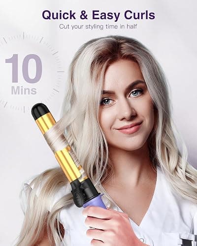 Rotating Curling Iron 1 1/4 Inch, Upgraded ZAVAREA Automatic Curling Iron with Extra-Long Barrel, Dual Voltage Self Curling Wand 1.25" Hair Curler thumbnail 3