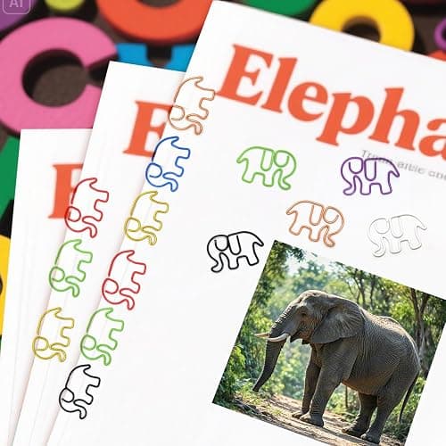 Haowuliao 50 Elephant Paper Clips Bookmarks, Elephant Decor Gifts for Women thumbnail 4