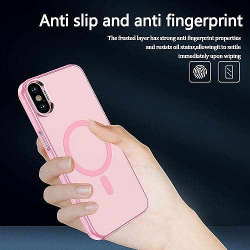 S. Tedazo Magnetic Case for iPhone X/Xs (5.8 inch) Compatible with Magsafe,[Not Yellowing] Slim Thin Shockproof iPhone X/Xs Case-Pink thumbnail 5