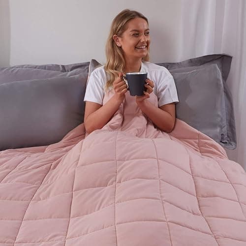 Brentfords Weighted Blanket 6kg for Adults Therapy Sensory Anxiety Autism Insomnia Stress Relief, Double - Blush Pink - 125 x 180cm - (Disclaimer Only suitable for age 3+ years) thumbnail 2