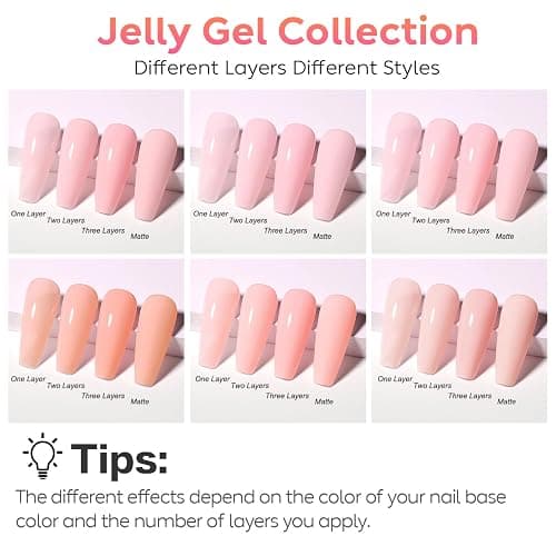 AIMEILI Rubber Base Gel For Nails, Soak Off U V LED Hema Free Clear Sheer Gel Nail Polish, 4 in 1 Nail Strengthen/Enhance/Base Coat/Color Gel Polish Set Of 6pcs X 10ml - Kit 54 thumbnail 4