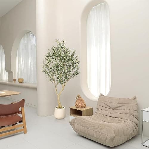 Realead 6ft Artificial Olive Tree with Tall Exquisite Planter - Realistic Faux Olive Tree with Thick Trunk and Lifelike Fruits - Large Fake Olive Tree for Home Office Decor thumbnail 6