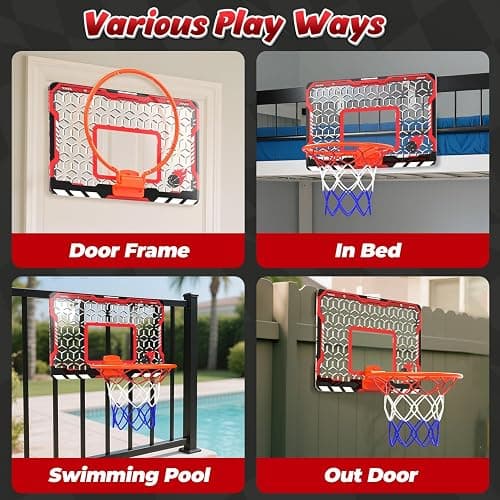 EagleStone Mini Basketball Hoop for Door & Wall, Foldable Rim with 3 Balls and Pump, Indoor Basketball Toy Game Set for Kids Adults, Bedroom Office Sports Gift thumbnail 6