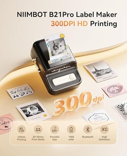 NIIMBOT B21 Pro Label Maker, 300DPI HD Label Printer, Ideal for Notes,Photos, Study Graphics, Memo Maker,50x30mm Label(Black) thumbnail 6