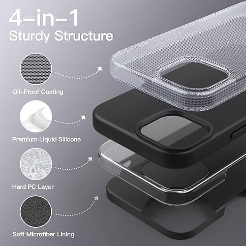JETech Silicone Case for iPhone 13 6.1-Inch, Silky-Soft Touch Full-Body Protective Phone Case, Shockproof Cover with Microfiber Lining (Black) thumbnail 3