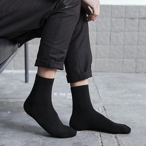 Tergy 50 Pairs Quarter Ankle Socks Crew Socks Athletic Socks for Men Women Breathable Cushion Socks for Running Hiking - One Size - Black thumbnail 4