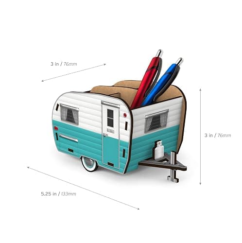 Genuine Fred HAPPY CAMPER Vintage Camper Pencil Holder, White and Blue, Retro Desk Organizer- Great Gift for Coworkers and Travel Enthusiasts - Functional Desk & Cubicle Accessory thumbnail 2