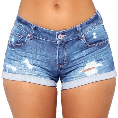 vanberfia Women's Stretchy Denim Mid Rise Jean Shorts with Pockets… thumbnail 2