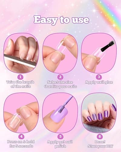 krofaue Kids Nail Tips - Children Square Clear Press On Nails | 240pcs 10 Sizes Little Girls Soft Gel Tips Extensions for DIY Decoration 9-12 years old thumbnail 7