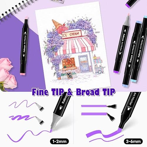 48 Colors Alcohol Markers Set, Dual Tips Blender Art Markers for Drawing Sketching Coloring Artist Pens and Underlining, Professional Permanent Sketch Markers for Kids Adult Coloring thumbnail 4