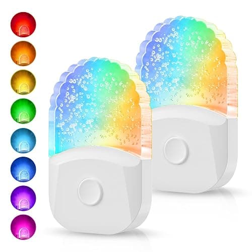 Night Lights Plug Into Wall [2 Pack], Color Changing Night Light for Kids, 8-Color RGB LED Nightlight with Dusk to Dawn Sensor for Bathroom Decor, Children Room, Gift - Image 1