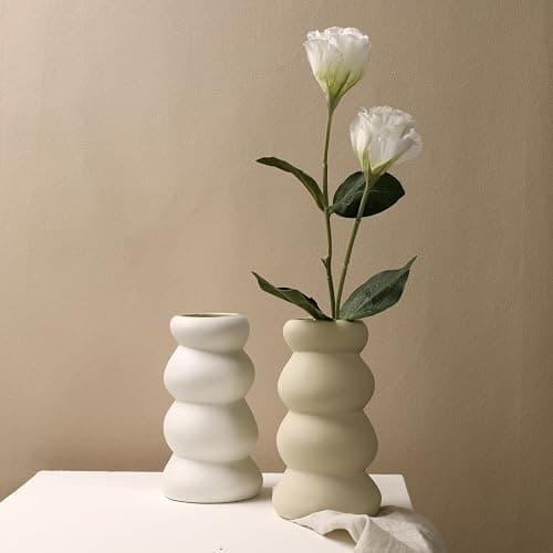 Umlaca Keramik Vase, Blumenvase, WeiB Dekorative Vasen für Pampasgras Deko, Modern Vase für Home Wohnzimmer Esstisch Bauemhaus Büro Dekor thumbnail 7