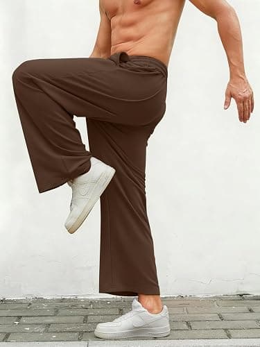 Hardaddy Men's Lightweight Sweatpants Baggy Straight Open Bottom Wide Leg Drawstring Lounge Athletic Pants with Pockets thumbnail 3