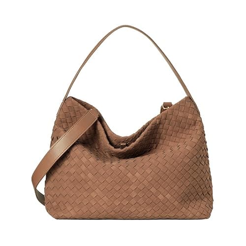 Woven Suede Tote Bag for Women Faux Suede Hobo Bag Slouchy Shoulder Bag Soft Woven Handbag - Image 1