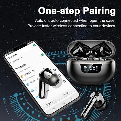 2026 Wireless Earbuds, Bluetooth 5.4 Headphones, 50H Playtime In Ear Earphones HiFi Stereo, Ear buds with 4 ENC Noise Cancelling Mics Deep Bass, IP7 Waterproof Earbuds with LED Display, Fast Charging thumbnail 5