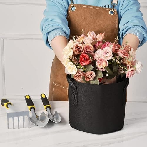 JNYONG 12-Pack 15 Gallon Thickened Non-Woven Grow Bags, Aeration Fabric Pots with Handles（Black） thumbnail 2