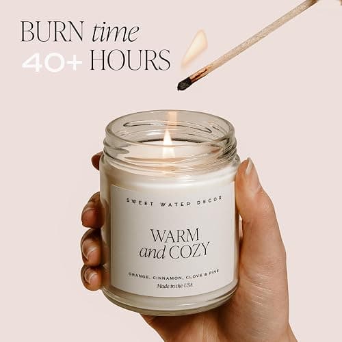 Sweet Water Decor Cashmere and Vanilla Soy Candle - Jasmine, Soft Cashmere, Sandalwood, Vanilla Scented Spring Candle for Home - 9oz Clear Jar with Lid, 40+ Hour Burn Time, Made in The USA thumbnail 9