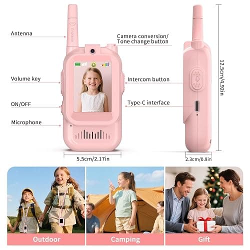 BlueFire Kids Walkie Talkies with Video – Screen Display Toy Radios with Voice Effects, One-on-One Pairing, Long Range – Birthday Toys Gifts for Boys & Girls Ages 3–12 (Pink) thumbnail 7