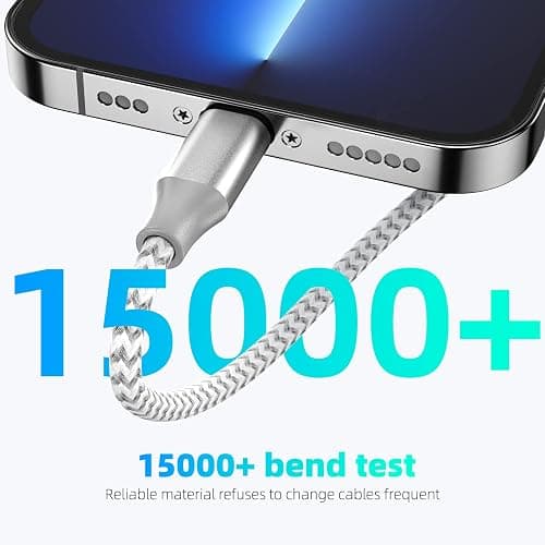 iPhone Charger Fast Charging Lightning Cable Phone Charger (Grey White) | MFi Certified Lightning Cable, 3 Pack 10FT, Fast Charging and Data Sync, for iPhone 14 13 12 11 Pro Max XR X 8 7 6 thumbnail 4