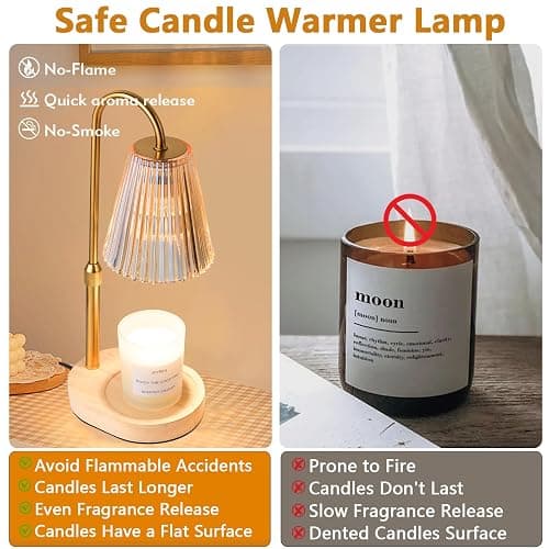 Flameless Candle Warmer Lamp with Timer: Dimmable Candle Warming Lamp with Dimmer & 2 Bulbs, Large Electric No-Flame Wax Melt Light Adjustable Height for All Size Jar Scented Candles, Home Decor thumbnail 6