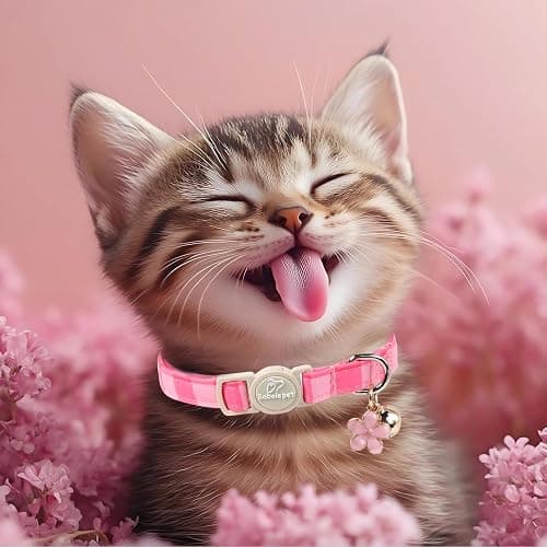 Babole Pet 2 Pack Pink Cat Collars - Spring Summer Breakaway Cat Collar with Bell, Bow and Flower Pendant, Adjustable Kitten Collars for Girl Cats, Cute Pink Plaid &Bow thumbnail 6