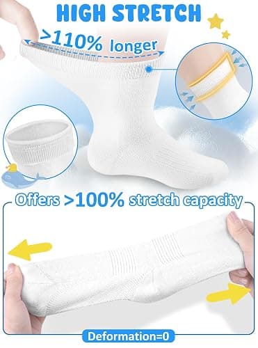 BliBliTaTa Boys Girls Kids Socks Crew Socks 5 Pack for 2-4,4-6,6-8,8-10,10-12,12-14 Years Old White Black Grey Blue Pink thumbnail 6