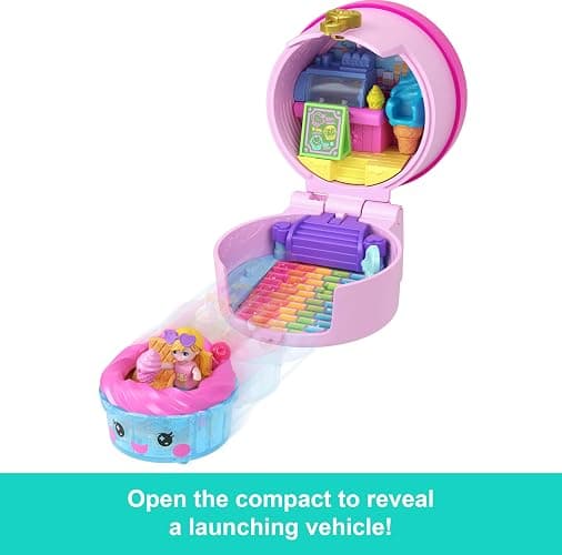 ​Polly Pocket Micro Dolls & Compacts with Toy Cars, Food Theme Vehicle Collection, Tiny Take Out Reveal Assortment with Surprises thumbnail 4