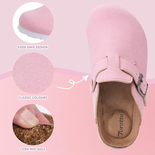 Torotto Kids Suede Clogs Cork Footbed Toddler Slippers with Arch Support & Adjustable Straps for Boys Girls Indoor & Outdoor thumbnail 5