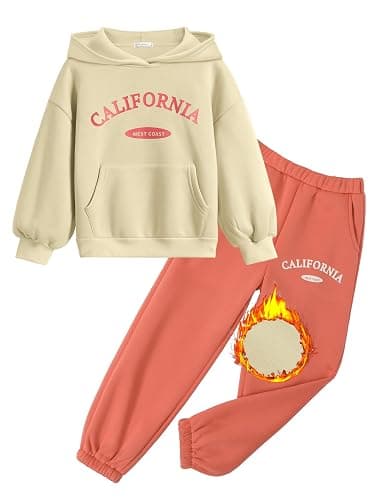Arshinet Girls 2 Piece Outfits Hoodie Sweatsuit Sets Oversized Sweatshirt and Baggy Fall Fashion Sweatpant with Pockets thumbnail 2