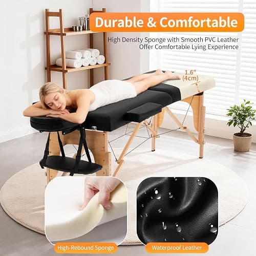 BestMassage Massage Bed Portable Massage Table 24 inch Wide Lash Bed Height Adjustable 2 Folding Spa Table with Non-Woven Bag for Spa Footmassage Facial CareSpa Tattoo thumbnail 6