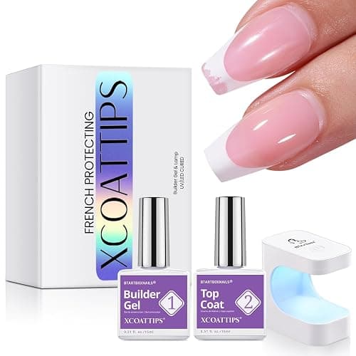 BTArtboxnails Nail Tips Builder Gel - Long Lasting 15ml Builder Gel with Portable Nail Lamp for French XCOATTIPS, 30+Days French Protection Duo Nail Extension Tool for Nail Art - Image 1