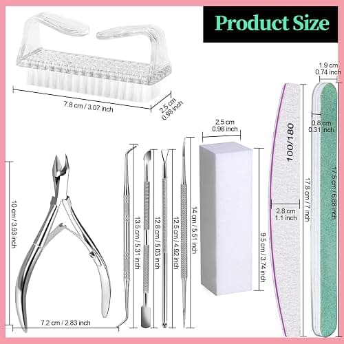 FANDAMEI Manicure Kit, Nail Files 100/180, Cuticle Nippers, Nail Buffer Block, Cuticle Pusher, Cuticle Peeler, Ingrown Toenail Tool, Toenail File, Nail Care Kit, Nail Tools for Manicure, White thumbnail 7