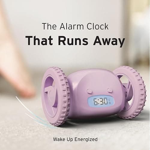 CLOCKY Extra Super Loud Alarm Clock for Heavy Sleepers Adults Kids Teens Bedroom, Move Jump Roll Run Away Easy to Set Smart Digital Alarm Clock Funny Gag Gift (Lavender) thumbnail 9