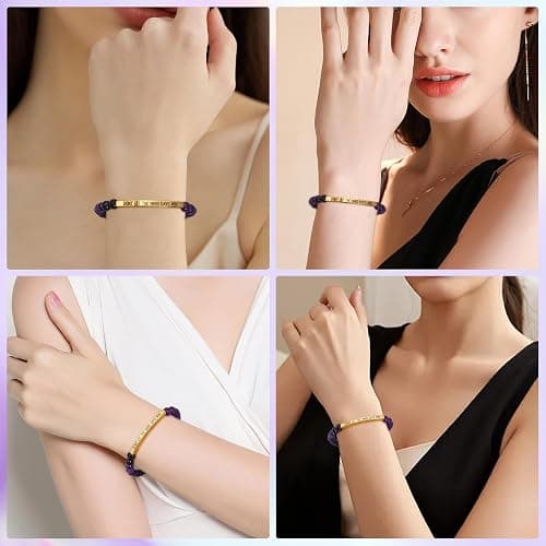Dont Let the Hard Days Win Bracelet – Inspirational Healing Crystal Bracelet for Women & Men, Agate & Amethyst Beaded Adjustable, Motivational Gift for Stress Relief & Positivity thumbnail 7