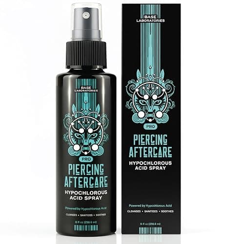 BASE LABORATORIES Piercing Aftercare Hypochlorous Acid Spray PRO 8 oz, HOCl | Ear Piercing Cleaner, Nose Aftercare Spray, HOCl Saline Mist, Keloid Bump Care, Wound Wash, Belly Piercing thumbnail 6