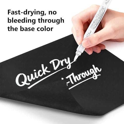 Guangna Dual Tip White Acrylic Paint Markers, Brush & Fine Tip, Direct Liquid Ink System White Permanent Pens for Fabric, Plastic, Rock Painting, Wood, Glass, Ceramic, Canvas, Stone, DIY Crafts thumbnail 5