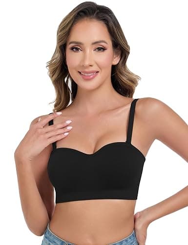 ANGOOL Strapless Bras for Women Wirefree Non-Slip Tube Top Invisible Bralette Seamless Padded Bandeau Bra thumbnail 6