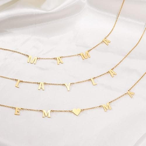 Custom Name Necklace Personalized, 18K Gold Plated Initial Choker Name Necklace Dainty Customize Letter Necklace for Women Girl thumbnail 4
