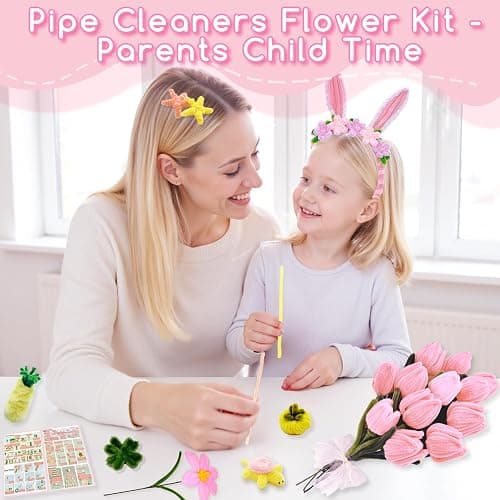 601PCS Complete Pink Pipe Cleaners Flower Kit–Pastel Pipe Cleaners for Flowers, DIY Craft Supplies for Projects, 6 Colors, with Floral Wires, Tape, Glue Sticks, Ribbon, Stamen, Manual & Video Tutorial thumbnail 6