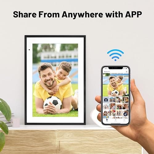 Digital Photo Frame 10.1 Inch WiFi Digital Picture Frame IPS HD Touch Screen Smart Cloud Photo Frame with 32GB Storage, Auto-Rotate, Easy Setup to Share Photos or Videos Remotely via AiMOR APP (Black) thumbnail 7