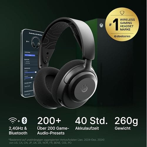SteelSeries Arctis Nova 3X Wireless Gaming-Headset – App-Steuerung – 40 Std. Akku – Neodym-Magnet-Treiber – 2,4 GHz/Bluetooth – Abnehmbares Mikrofon – Xbox, PS5, PC, Switch, Mobilgeräte - Schwarz thumbnail 2
