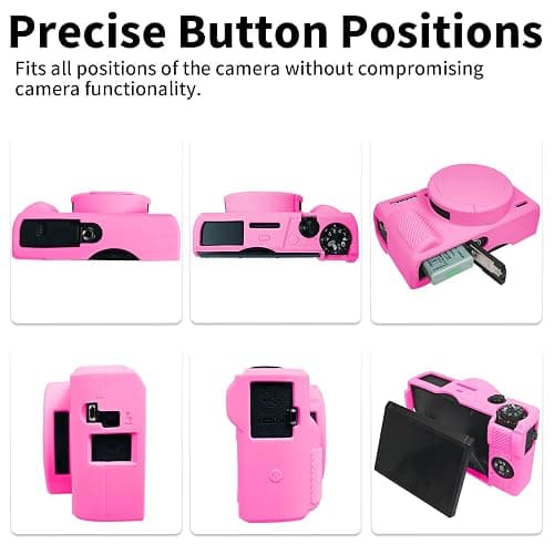 G7X Mark III Case, Soft Silicone Protective Case Cover for Canon Powershot G7X Mark III Digital Camera, Durable Camera Body Skin Protector with Removable Lens Cover - Rosy Pink thumbnail 6