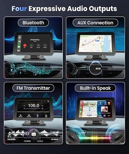 Podofo Portable Car Stereo Wireless Carplay Android Auto,7 Inch Touch Screen Car Radio with Bluetooth Hands-Free/Mirror Link/Maps Navigation/Voice Control/TF Card/AUX,for Cars, Trucks, SUVs thumbnail 6