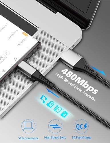 USB A to USB C Cable 2ft, 2 Pack Braided USB Type C Cable Fast Charging Cord, 2 ft USB to USB-C Cable for Car iPhone 15 16 17 Pro Max, iPad Air Pro, Samsung Galaxy S24 S23 Ultra, USBA to USBC Cable thumbnail 5